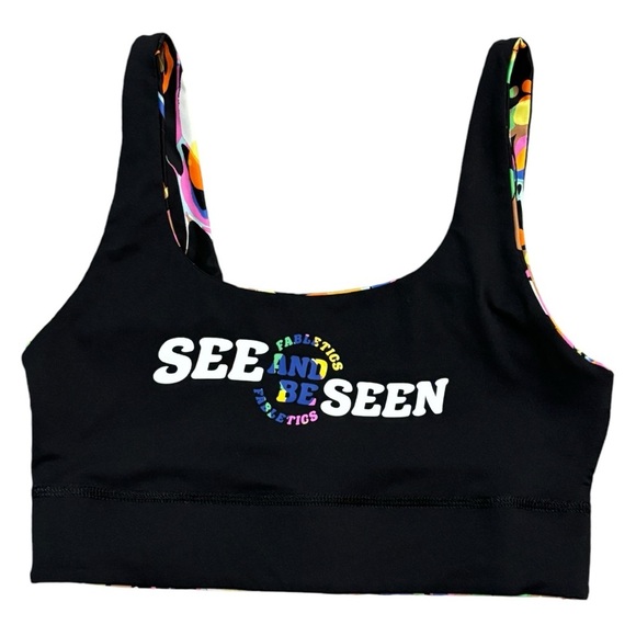 Fabletics Harlyn Midi Medium Impact Sports Bra Reversible Kaleidoscope Sz S - Picture 5 of 11